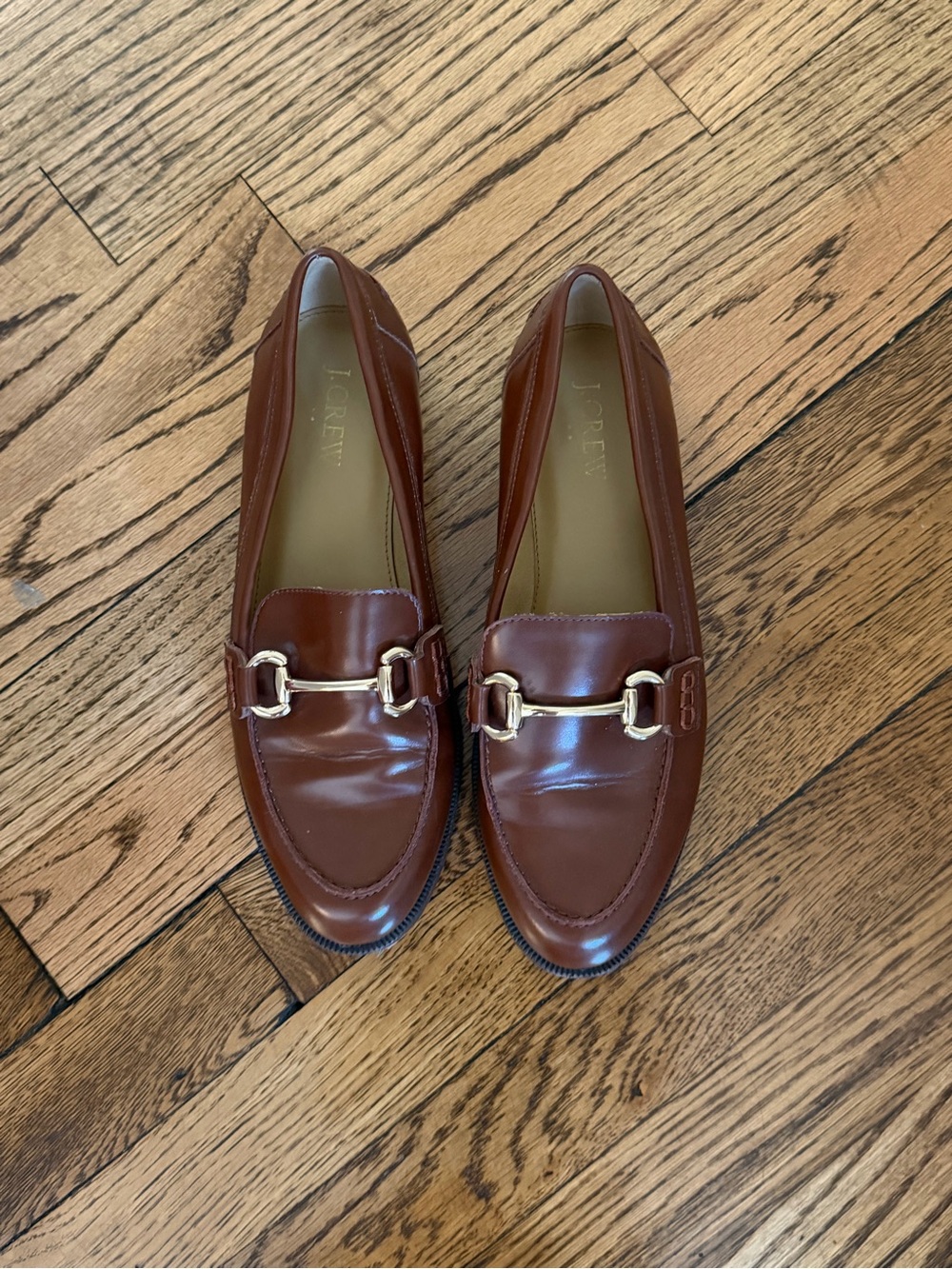 J. Crew Factory Brown Leather Horsebit Loafers
